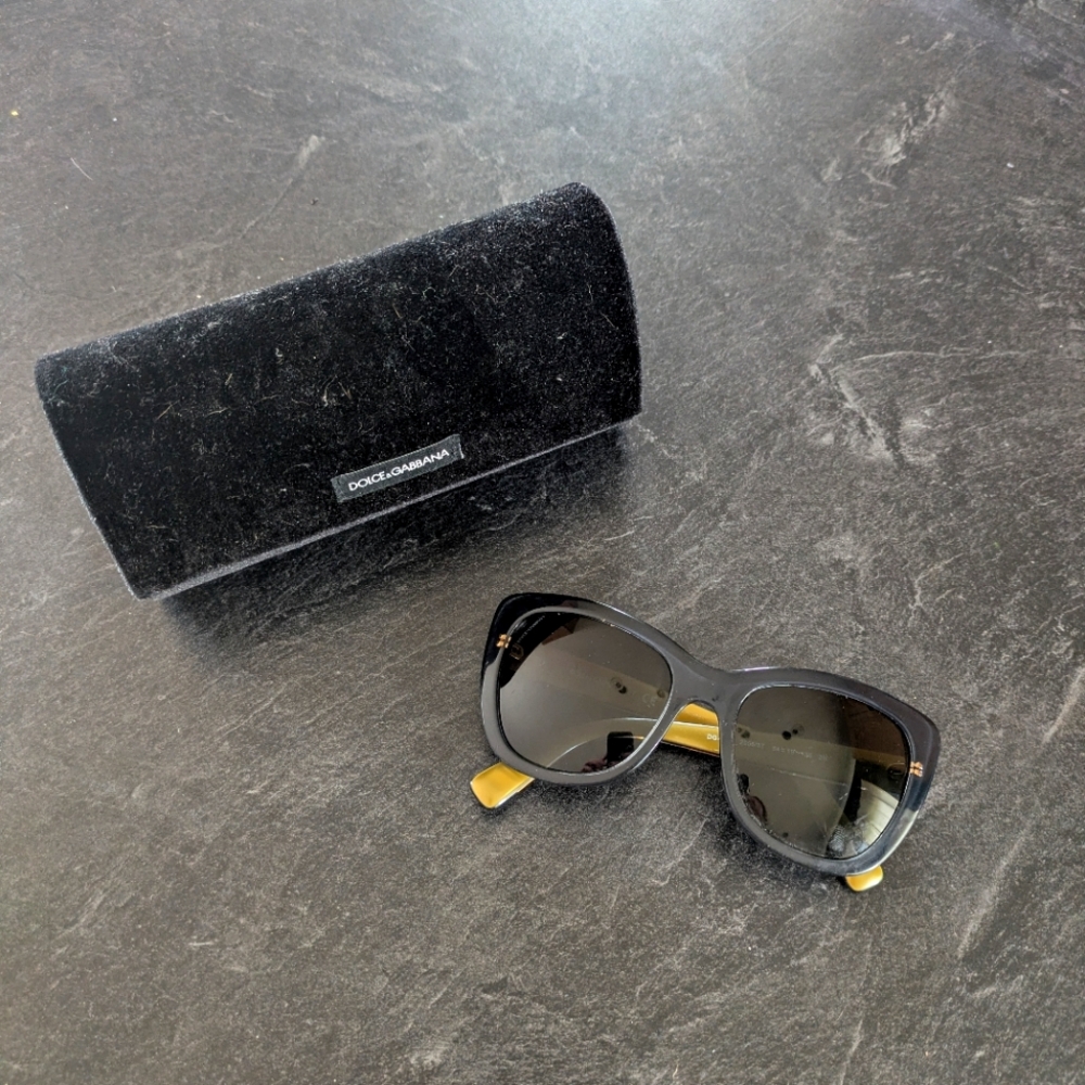 Dolce & Gabbana Black and Gold Sunglasses with Case